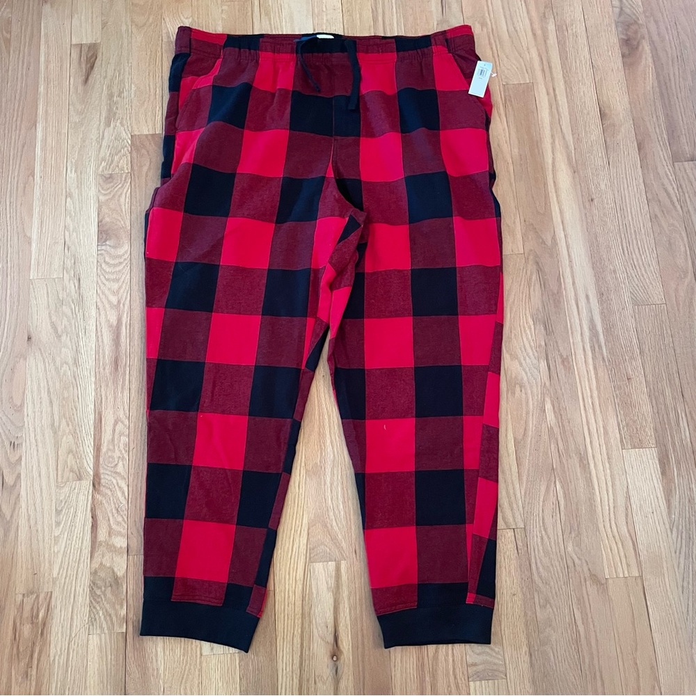 NWT Mens Old Navy red Buffalo check pajama joggers size 3XL